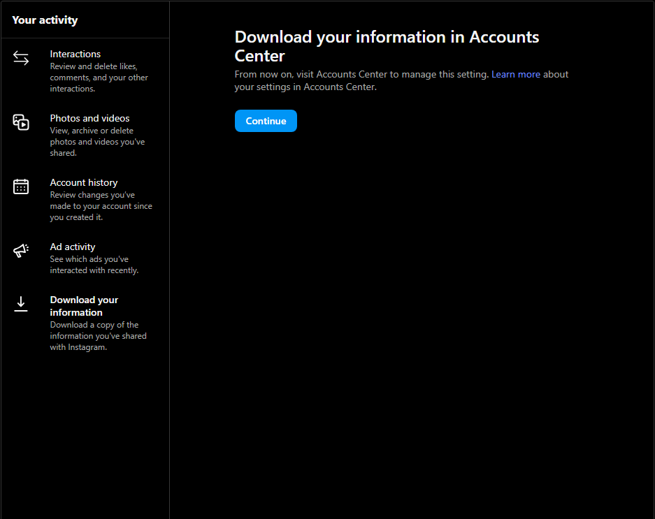 Download Your Information